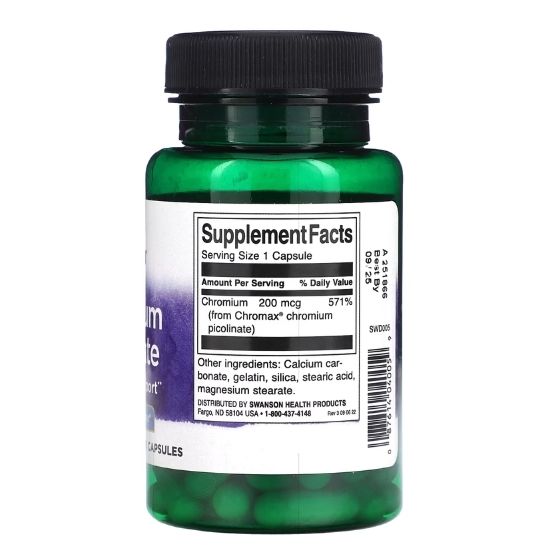 Chromium Picolinate Featuring Chromax, 200mcg, 60 caps, Swanson - Vitax.ro