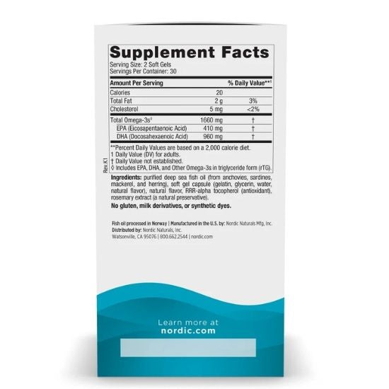 DHA Xtra Fish Oil, 1660mg Strawberry, 60 softgels,  Nordic Naturals - Vitax.ro