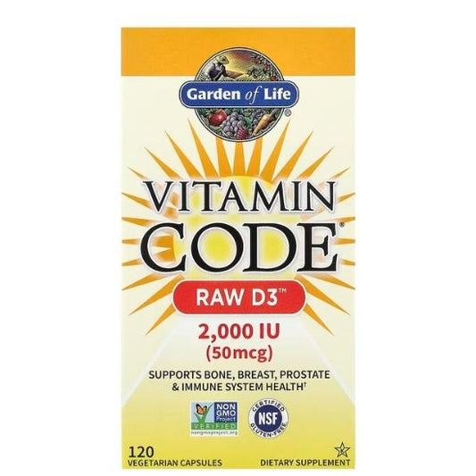 Vitamin Code Raw D3, 2000 IU, 120 vcaps, Garden of Life - Vitax.ro