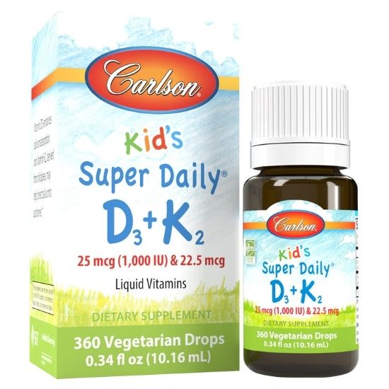 Kid's Super Daily D3 + K2, 10 ml, Carlson Labs - Vitax.ro