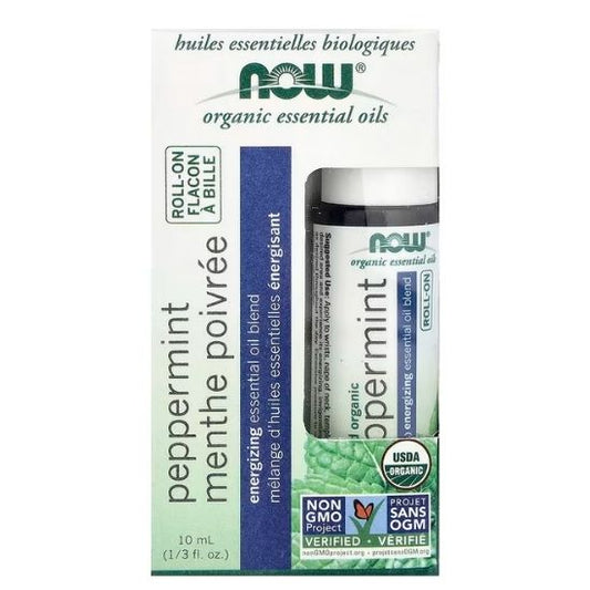 Essential Oil Roll-On, Peppermint, 10 ml, NOW Foods - Vitax.ro