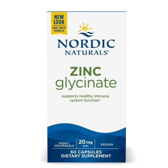 Zinc Glycinate, 20mg, 60 caps, Nordic Naturals - Vitax.ro