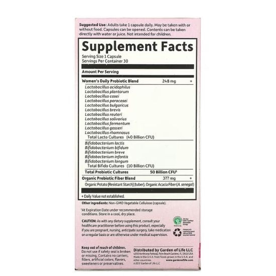 Dr. Formulated Probiotics Once Daily Women's, 30 vcaps, Garden of Life - Vitax.ro