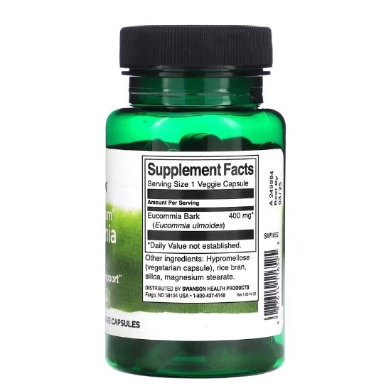 Full Spectrum Eucommia Bark, 400mg, 60 vcaps, Swanson - Vitax.ro
