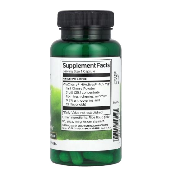 HiActives Tart Cherry, 465mg, 60 caps, Swanson - Vitax.ro