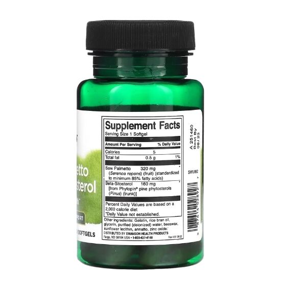 Saw Palmetto & Beta-Sitosterol, 30 softgels, Swanson - Vitax.ro