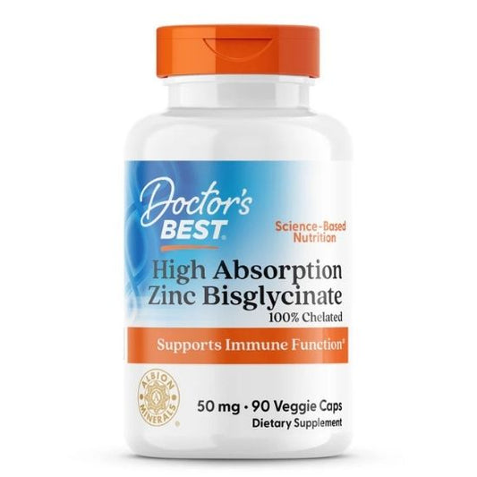 High Absorption Zinc Bisglycinate, 50mg, 90 vcaps, Doctor's Best - Vitax.ro