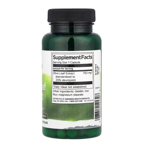 Olive Leaf Extract, 750mg Super Strength, 60 caps, Swanson - Vitax.ro