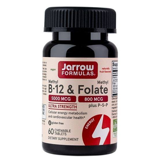 Methyl B-12 & Methyl Folate, 800mcg, fruit flavored, 60 Lozenges, Jarrow Formulas - Vitax.ro