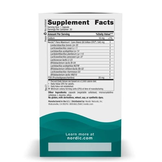 Nordic Flora Probiotic Maximum Care, 30 caps, Nordic Naturals - Vitax.ro