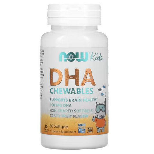 DHA Kid's Chewable, 100mg, 60 softgels, NOW Foods - Vitax.ro