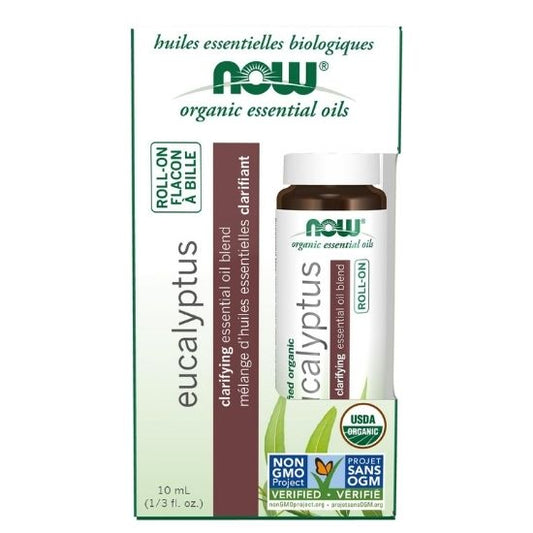 Essential Oil Roll-On, Eucalyptus, 10 ml, NOW Foods - Vitax.ro