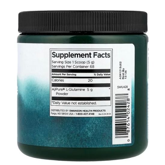 AjiPure L-Glutamine Powder, 340g, Swanson - Vitax.ro