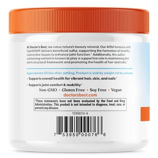 MSM cu OptiMSM Vegan, Powder, 250g, Doctor's Best - Vitax.ro