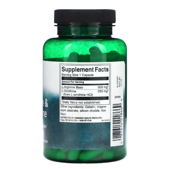 L-Arginine & L-Ornithine, 100 caps, Swanson - Vitax.ro