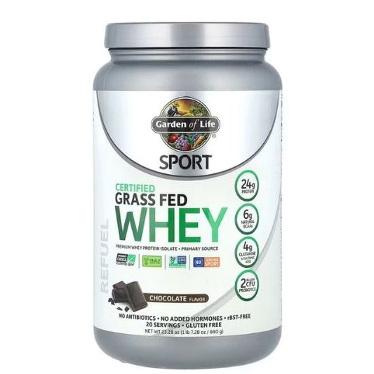 Sport Certified Grass Fed Whey Protein, Chocolate, 660g, Garden of Life - Vitax.ro