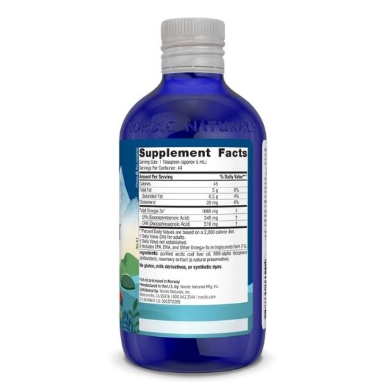 Arctic Cod Liver Oil, 1060mg, Unflavored, 237 ml, Nordic Naturals - Vitax.ro