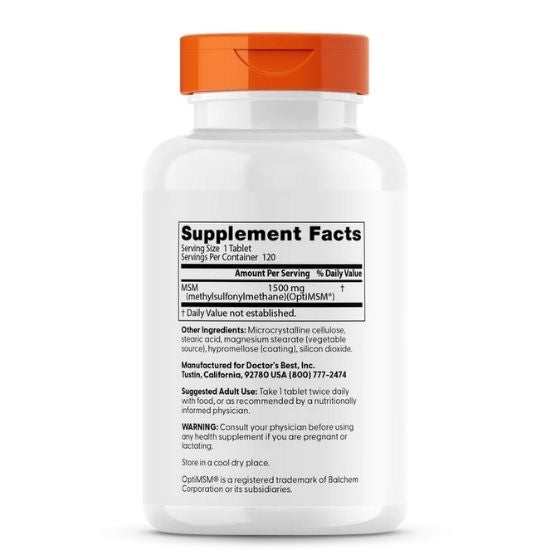 MSM cu OptiMSM Vegan, 1500mg, 120 tabs, Doctor's Best - Vitax.ro