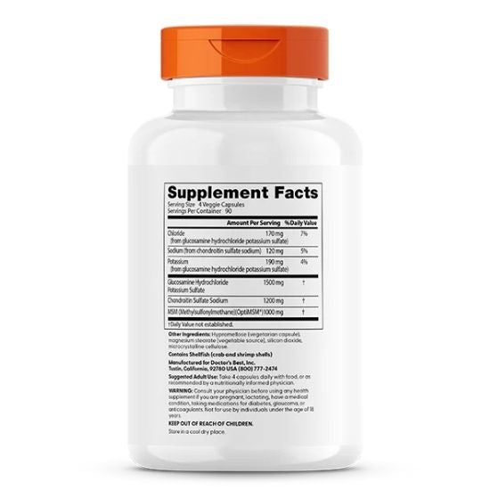 Glucosamine Chondroitin MSM cu OptiMSM, 360 caps,  Doctor's Best - Vitax.ro