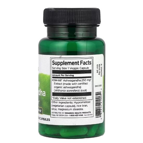 Ashwagandha Ultimate KSM-66, 250mg, 60 vcaps, Swanson - Vitax.ro