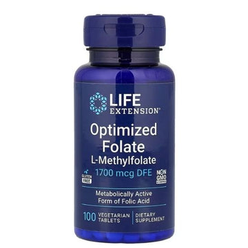 Optimized Folate, 1700mcg, 100 vegetarian tabs, Life Extension - Vitax.ro