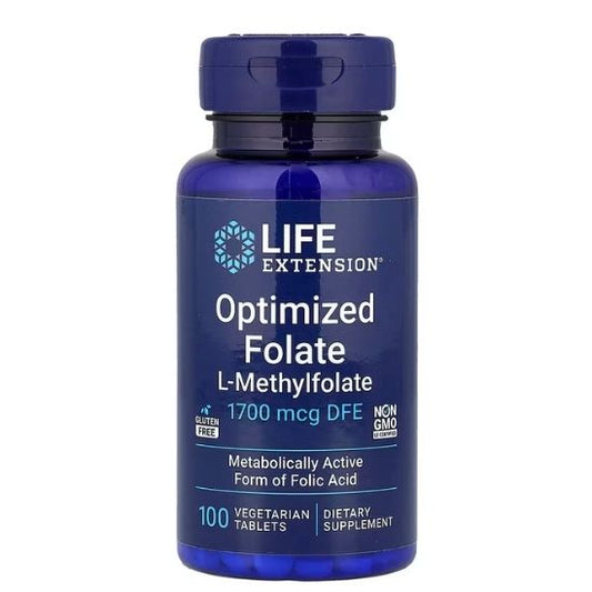Optimized Folate, 1700mcg, 100 vegetarian tabs, Life Extension - Vitax.ro