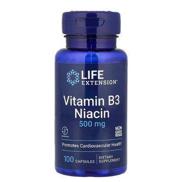 Vitamin B3 Niacin, 500mg, 100 caps, Life Extension - Vitax.ro