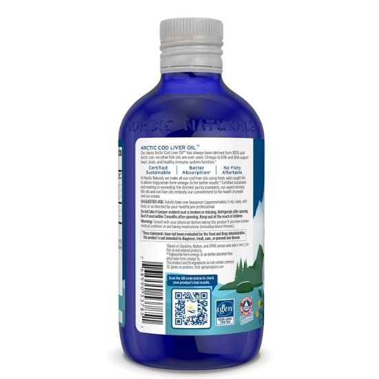 Arctic Cod Liver Oil, 1060mg, Unflavored, 237 ml, Nordic Naturals - Vitax.ro
