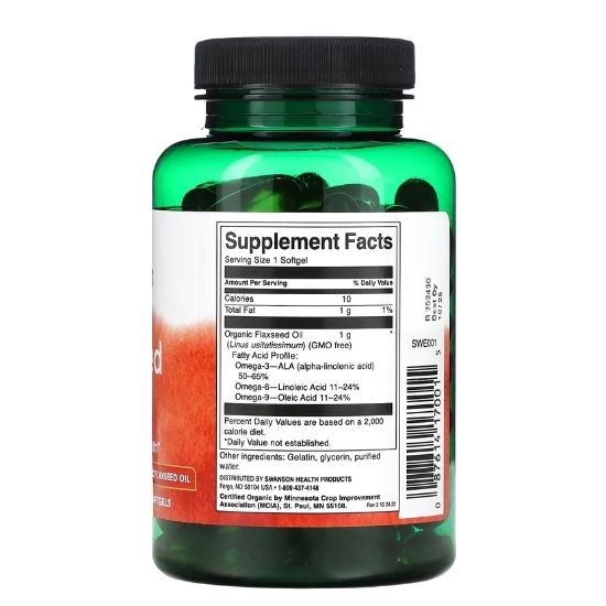 Flaxseed Oil, 1000mg, 100 softgels, Swanson - Vitax.ro