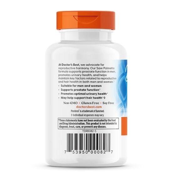Saw Palmetto Standardized Extract cu Prosterol, 320mg, 60 softgels, Doctor's Best - Vitax.ro