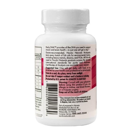 Daily DHA, Strawberry, 30 softgels, Nordic Naturals - Vitax.ro