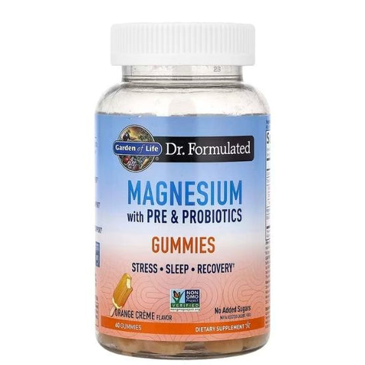 Dr. Formulated Magnesium with Pre & Probiotics Gummies, Orange Creme, 60 gummies, Garden of Life - Vitax.ro