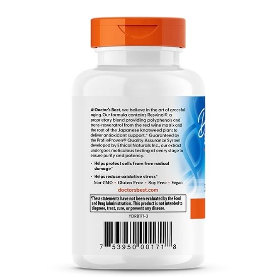 Trans-Resveratrol cu ResVinol-25, 100mg, 60 vcaps, Doctor's Best - Vitax.ro