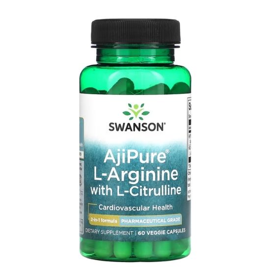 AjiPure L-Arginine with L-Citrulline, 60 vcaps, Swanson - Vitax.ro
