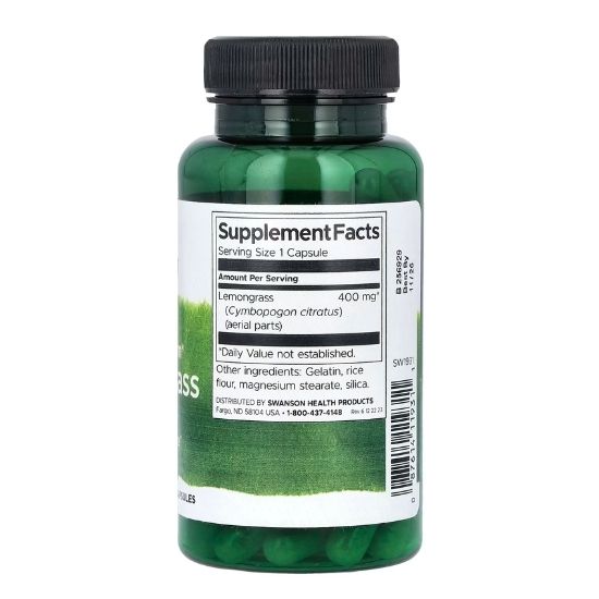 Full Spectrum Lemongrass 400mg, 60 caps, Swanson - Vitax.ro