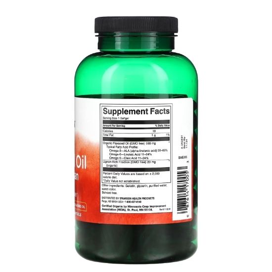 Flaxseed Oil High Lignan, 200 softgels, Swanson - Vitax.ro