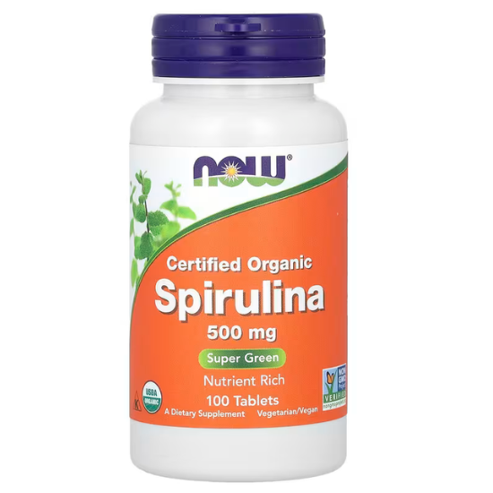 Spirulina Organic, 500mg, 100 tabs, NOW Foods - Vitax.ro