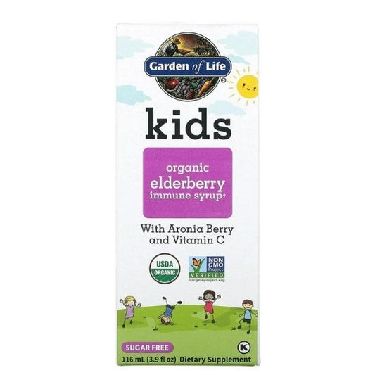 Kid's Organic Elderberry Immune Syrup, 116 ml, Garden of Life - Vitax.ro