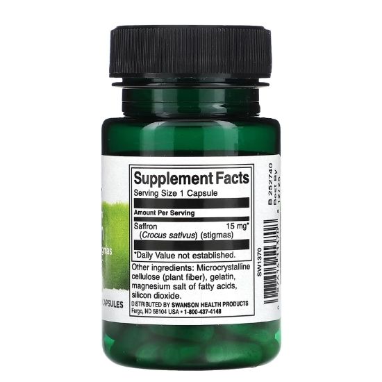 Full Spectrum Saffron, 15mg, 60 caps, Swanson - Vitax.ro
