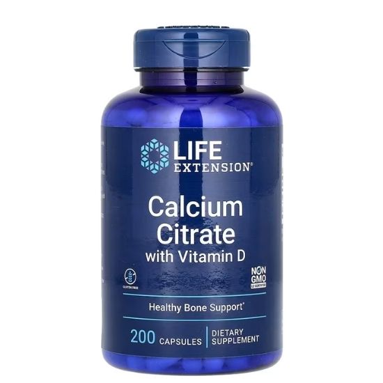 Calcium Citrate with Vitamin D, 200 vcaps, Life Extension - Vitax.ro