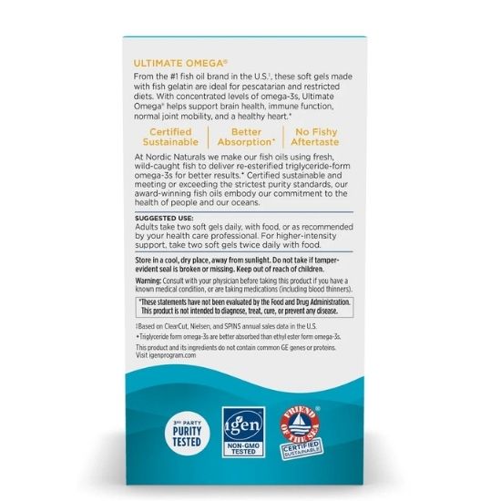 Ultimate Omega, 1280mg, Lemon, 60 fish gelatin softgels, Nordic Naturals - Vitax.ro