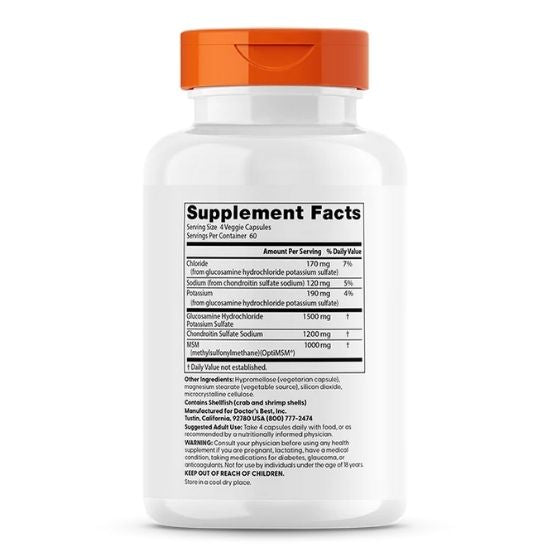 Glucosamine Chondroitin MSM cu OptiMSM, 240 caps, Doctor's Best - Vitax.ro