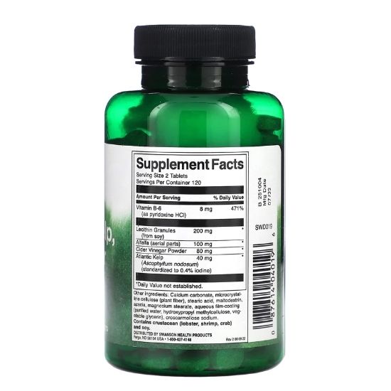 Lecithin, Kelp, B6 & Cider Vinegar, 240 tabs, Swanson - Vitax.ro