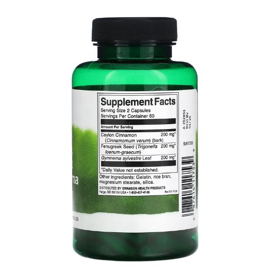 Full Spectrum Cinnamon, Fenugreek and Gymnema, 120 caps, Swanson - Vitax.ro