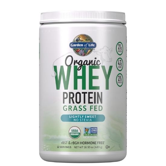Organic Whey Protein, Grass Fed, Lightly Sweet, 480g, Garden of Life - Vitax.ro