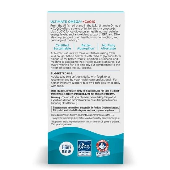 Ultimate Omega + CoQ10, 1280mg, 120 softgels, Nordic Naturals - Vitax.ro