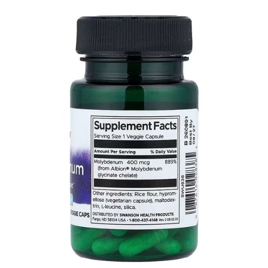 Albion Chelated Molybdenum, 400mcg, 60 vcaps, Swanson - Vitax.ro