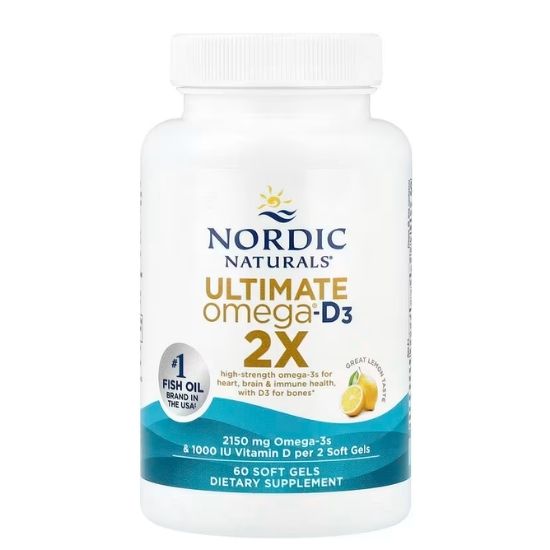 Ultimate Omega 2X with Vitamin D3, 2150mg, Lemon, 60 softgels, Nordic Naturals - Vitax.ro