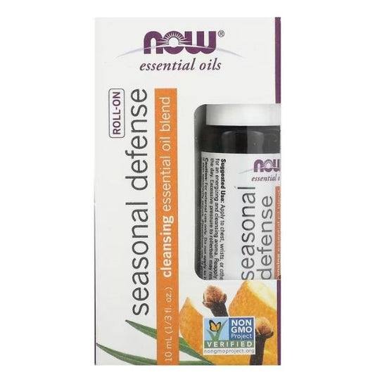 Essential Oil Roll-On, Seasonal Defense, 10 ml, NOW Foods - Vitax.ro