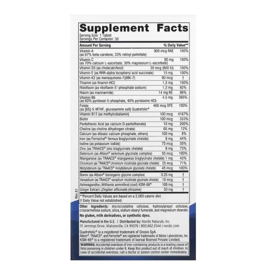 Women's Multivitamin One Daily , 30 tablets,  Nordic Naturals - Vitax.ro